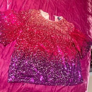 Pink Ombré Sequin Top